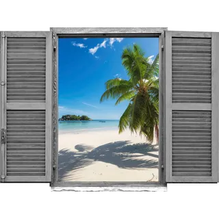 Queence »Palmen im Sand« Wandsticker, Wandbild, selbstklebend, 3D, Fenster,