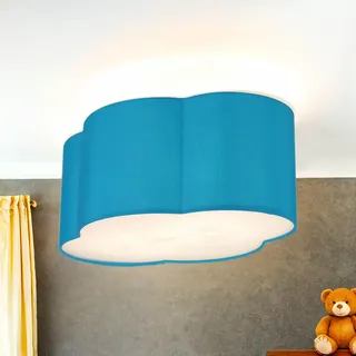 Licht-Erlebnisse Kinderlampe Wolke Blau – Blendarme Deckenlampe Kinderzimmer Junge – Wolkenform Lampe 40 cm mit Stoffbezug – 2x E27 – Deckenleuchte Wolkenlampe Babyzimmer & Kinderzimmer