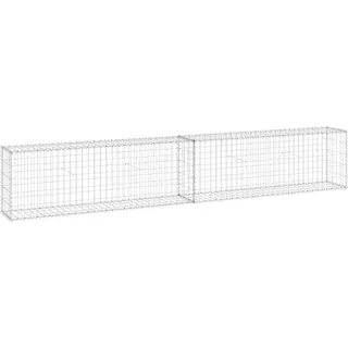 vidaXL Gabionenwand mit Abdeckung Verzinkter Stahl 300x30x50 cm - Silber