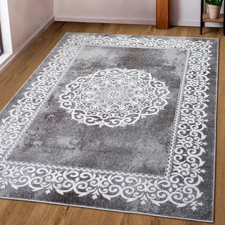 Teppich OTTO HOME "Dafna" Gr. 6, grau, B:200cm H:9mm L:300cm, Kunstfaser, Teppiche, Teppich, Orient-Optik, Vintage Design, Kurzflor, pflegeleicht, dezenter Glanz