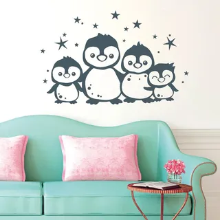 Wandtattoo Loft „Niedliche Pinguin Familie“ / Aufkleber / 30 Farben / 3 Größen