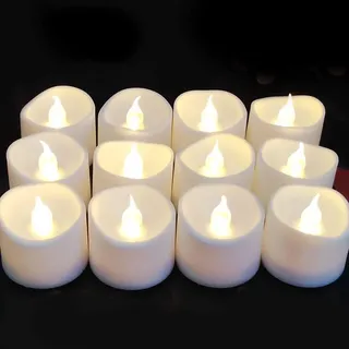 Anziner 12 Stück led teelicht mit Timer,6-Stunden-On und 18-Stunden-Off im 24-Stunden-Zyklus automatisch led kerzen mit timerfunktion in warmem Weiß für Halloween