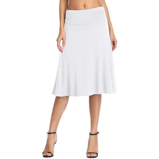 Urban CoCo Damen Grund Versatile Stretchy ausgestellte beiläufige mini Skater-Rock x-Klein weiß