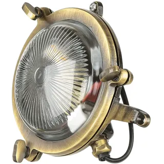 Außenlampe Wandleuchte Messing Glas Ø 14 cm G9 IP44 Hof Maritim Haus Garten