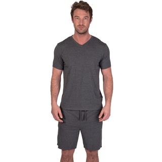 Light & Shade Pyjama-Set mit Oberteil und kurzer Hose für Herren, Holzkohle Mergel, L