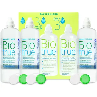 Bausch und Lomb Kontaktlinsenflüssigkeit - Biotrue All-in-One Kombilösung Kontaktlinsen weich mit Schraubverschluss 3 x 300 ml