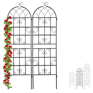 Relaxdays 2 x Rankgitter Metall, zum Stecken, Rankhilfe für Kletterpflanzen, Blumengitter 180 x 50 cm, Spalier Garten, schwarz