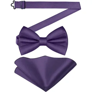 URAQT Fliege, Set Einfarbig Fliege mit Einstecktuch, Fliegen für Herren Einstellbar, Elegantes Set für Hochzeit, Business, Party, Männer Accessoire