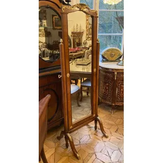 Casa Padrino Barock Standspiegel Braun / Gold - Schwenkbarer Massivholz Spiegel im Barockstil - Schlafzimmer Spiegel - Hotel Spiegel - Schlafzimmer Möbel - Barock Möbel - Edel & Prunkvoll - Braun, Gold