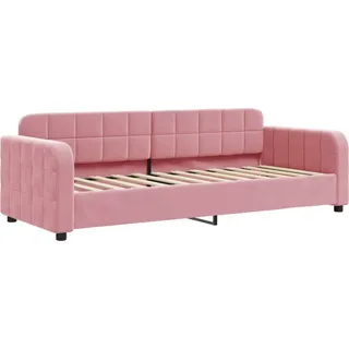 2-in-1 Tagesbett 80x200 cm, Samt Rosa, Modernes Design, Metall- & Massivholzgestell - Rosa