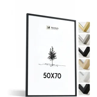 Heimlich® 1x Bilderrahmen 50x70 cm Schwarz Rahmen 1-Pack | Dokumentenrahmen 50x70 cm Groß Collage | Holzrahmen Holz-Bilderrahmen Echtholz | Picture Frame 50x70 Fotorahmen zum Aufhängen