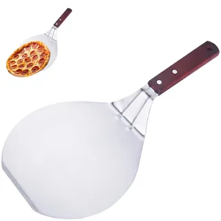 IVEOPPE Pizzaschieber Edelstahl Pizzaschaufel Pizzaheber - 16.5cm Pizza Schieber mit Griff aus Holz, für Hausgemachte Pizzen Backen Brot, Pizza Zubehör
