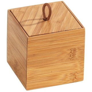 WENKO Bambus Box Terra S mit Deckel - Aufbewahrungsbox, Badkorb, Bambus, 9 x 9 x 9 cm, natur, Braun