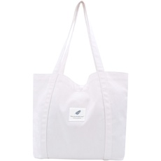 Damen Stofftaschen Tote Tasche Einfarbige Umhängetasche Leicht Große Kapazität Student Shopping Beach Bag weiß