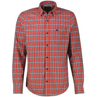 Langarmhemd LERROS "Kariertes Flanellhemd in Übergrössen", Herren, Gr. 3XL, extraweit, rot (scandinavian rot), 100% Baumwolle, Hemden Langarmhemd