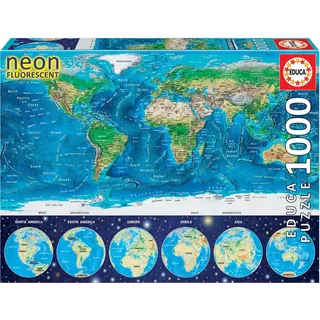 Educa - Weltkarte 1000 Teile Nachtleuchtpuzzle