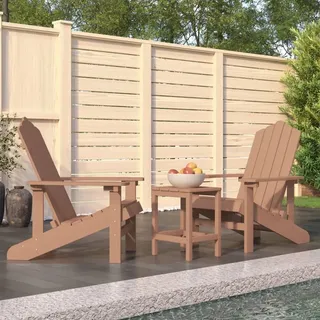 The Living Store Adirondack-Gartenstühle mit Tisch HDPE Braun - Braun