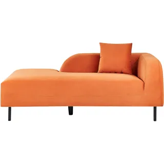 Beliani Chaiselongue Samtstoff orange rechtsseitig Le Crau , Orange, Schwarz , Textil , 170x65x84 cm , Wohnzimmer, Sofas & Couches, Sofas, Recamieren