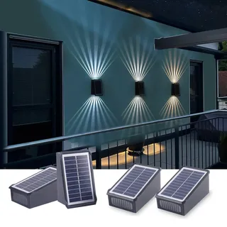 Fosingut Solarlampen für Außen,4 Stück CCT Solar Wandleuchte Aussen Up and Down Leuchten Wasserdicht LED Aussenleuchte,5 Modi Solar Zaunbeleuchtung für Außenwandleuchten Garten,Treppe,Terrasse