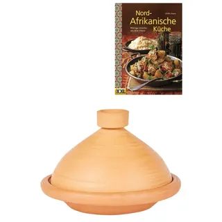 Marrakesch Orient & Mediterran Interior 2er Set ORIGINAL Tajine Tuareg Ø 27 cm | Nord-Afrikanische Küche Kochbuch