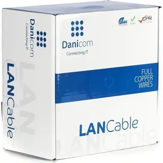 DANICOM CAT6A S/FTP 100m Starrleiter - LSZH (Dca) - Blau