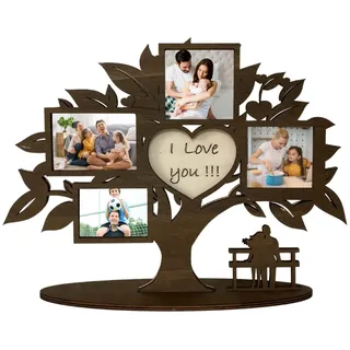 Baum des Lebens Holzrahmen | Ich liebe dich mehrere Bilderrahmen | Geschenkidee Freundin Mama Jahrestag Valentinstag