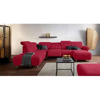 Home Affaire Wohnlandschaft »Manhattan U-Form« 2 Sitze mit elektrischer Relaxfunktion, verstellbare Armlehnen, rot,