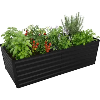 relaxdays Hochbeet Metall eckig - Schwarz