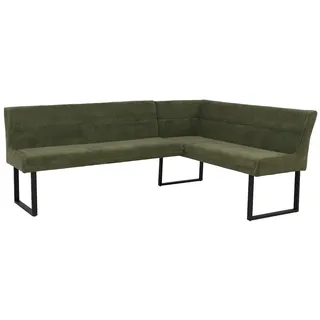 Mendler Eckbank HWC-O81, Esszimmerbank Bank, Öko-Tex (310g/m2) Chenille Stoff/Textil Metall 210x159cm ~ grün