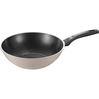 BALLARINI Ledro Wok, 28 cm, Aluminium, Induktionsgeeignet, Keramik-Antihaftbeschichtung, Thermopoint, Made in Italy, Beige