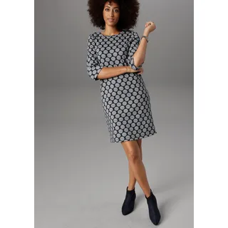 Aniston SELECTED Jerseykleid mit Punkten & Streifen, dunkelblau, grau