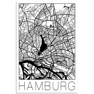 Artland Leinwandbild »Retro Karte Hamburg Deutschland« Deutschland 1 Stk. tlg. als Leinwandbild, Poster in verschied. Größen, schwarz