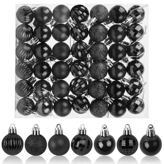 42 Stück Weihnachtskugeln Schwarz, 3CM Christbaumkugeln Kunststoff Bruchsicher Weihnachtsbaumkugeln Christbaumschmuck Christbaumkugeln für Weihnachtsbaum Neujahr Festival Ornamente