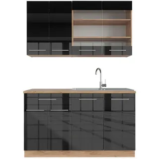 Vicco Küchenzeile Fame-Line 140 cm Eiche hochglänzend