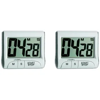 TFA Dostmann Eieruhr Timer digital, 38.2021.02, magnetische Küchenuhr, Hausaufgabentimer, Zubehör Kurzzeitwecker, Sporttimer, bis 99 Min 59 Sek, mit Memory-Funktion, klein und handlich, weiß