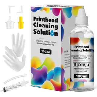 HALLOLUX Druckkopfreiniger 100ML Düsenreiniger Druckkopf Reinigungsflüssigkeit mit Spritzen 5ml, für Epson HP Canon Brother Samsung für Aller Tintenstrahldrucker Druckkopf