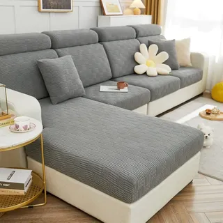 TOPCHANCES Sofa Sitzkissenbezüge - Universal Stretch Sofa Schonbezüge Couch Sitzbezug L-Form, Weich Sofasitzbezug Couch Chaiselüberzüge, Sofa Kissenschutz Bezüge (Grauer Keks)