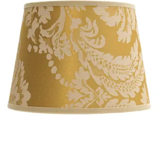 Lampenschirm E14 Ø19,5cm aus Stoff gold-braun floral Blumenmuster konisch für Tischlampen Vintage Look Ersatzschirm für Nachttischlampen