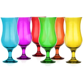 Glasmark Krosno Gläser Cocktailgläser Set Longdrink Cocktail Gin Bier Wasser Longdrinkgläser Cocktailgläser Trinkglas Wasserglas Glas Smoothie Dessert Spülmaschinenfest Bunt 6 x 420ml