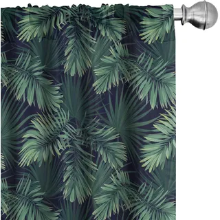 ABAKUHAUS Palme Vorhänge 2er-Pack, Repeating Dschungel-Laub-Muster mit exotischen Blättern Tropic Regenwald Pflanze, Vorhang für Wohnzimmer Schlafzimmer, 4 Stück 150 cm x 245 cm, Jadegrün