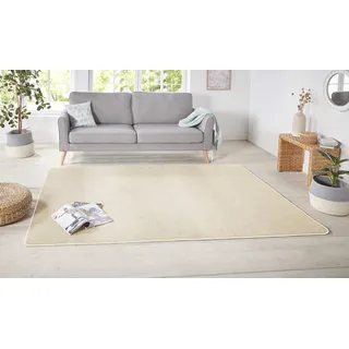 HANSE HOME Nasty Teppich – Wohnzimmerteppich Flauschiger Kurzflor Einfarbig Unifarben für Esszimmer, Wohnzimmer, Kinderzimmer, Flur, Schlafzimmer, Küche – Uni Creme, 200x200cm