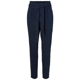 VERO MODA Damen Vmeva Hr Loose Paperbag Cot Pant Noos Hose, Night Sky, 34W / 30L EU
