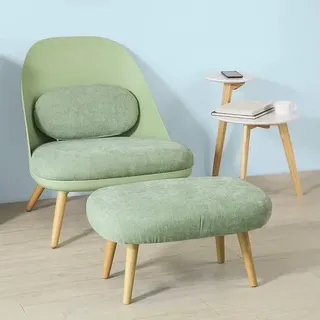 SoBuy FST63-GR Einzelsessel mit Hocker und Rückenkissen, Relaxsessel, Loungesessel, Fernsehsessel, Lesesessel mit Massivholzfüßen, Mintgrün - Grün