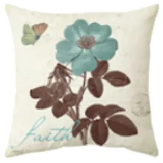 MIMBRE NATURAL Kissen mit Blauer Blume (40 x 40 x 1)