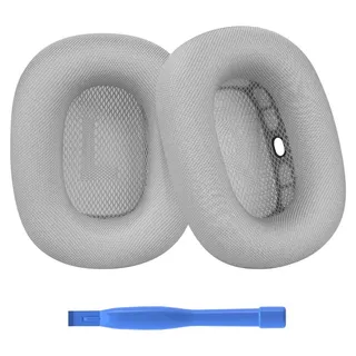 MMobiel Ersatz Ohrpolster für AirPods Max Kopfhörer von MMOBIEL - Memory- Schaumstoff und Mesh Gewebe Kopfhörer Ohrpolster - Kopfhörer Ersatzpolster – Silber