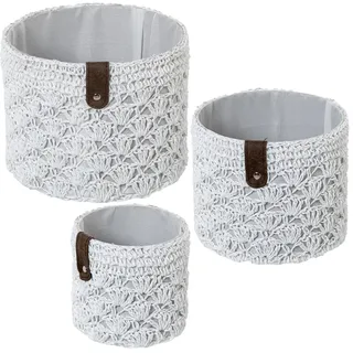 Alexandra House Living 03816 Korb-Set, Rattan, Naturfaser, Weiß, 3 Stück, Marke: Alexandra House Living - EAN: 8427701038163