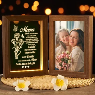 Johiux Geschenk für Mama Muttertag,LED Bilderrahmen Geburtstagsgeschenk für Mutter,Weihnachtsgeschenke für Beste Mütter vonTöchter und Söhne,Muttertagsgeschenk Geschenke Mama Fotorahmen