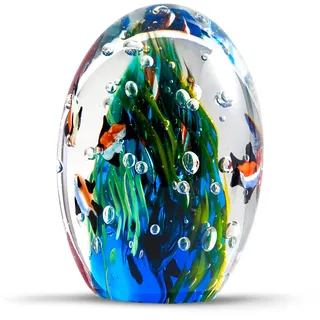 EUSTUMA Handgeblasene Unterwasserwelt aus Glas, Büro-Briefbeschwerer aus Glas für Schreibtisch, Heimdekoration, Sammlerstück, Aquarium-Dekoration, Bürodekoration, Ozeanliebhaber