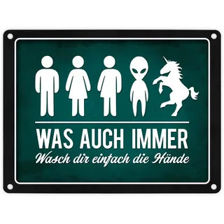 Wasch dir einfach die Hände Metallschild Toilette Hygiene Klo WC Einhorn waschen