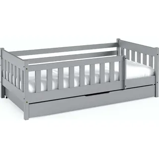 FURNLUX Kinder-einzelbett Nadia Weiß 80x190cm / Hauptfarbe: Grau / Abmessungen: 86 x 59 x 198 cm - Grau